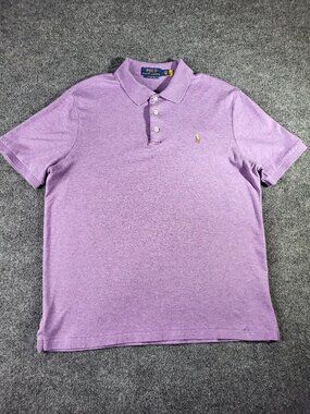 Polo Ralph Lauren Shirt Mens M Solid Purple Classic Fit Short Sleeve Flesh Pony